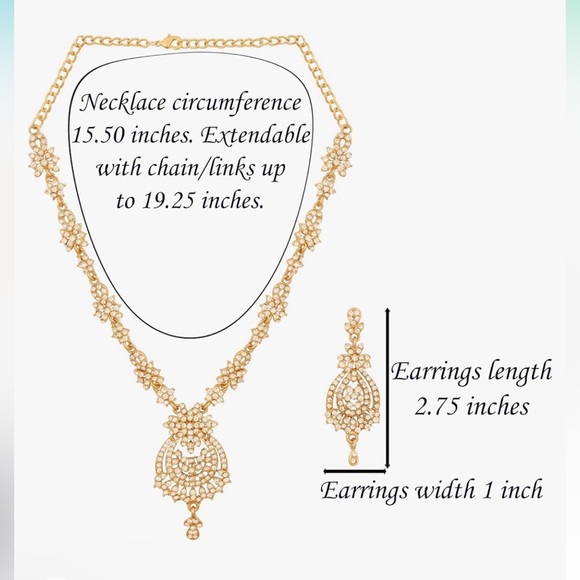 NIB Touchstone Indian Bollywood Filigree Floral Pattern Jewelry Set - Picture 6 of 7